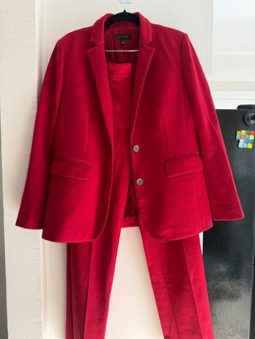 Ann Taylor Red Pant Suit - Blazer (6) + Ankle Pants (4) - Women's